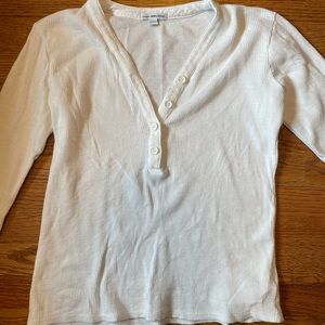 James Perse | waffle knit split neck Henley